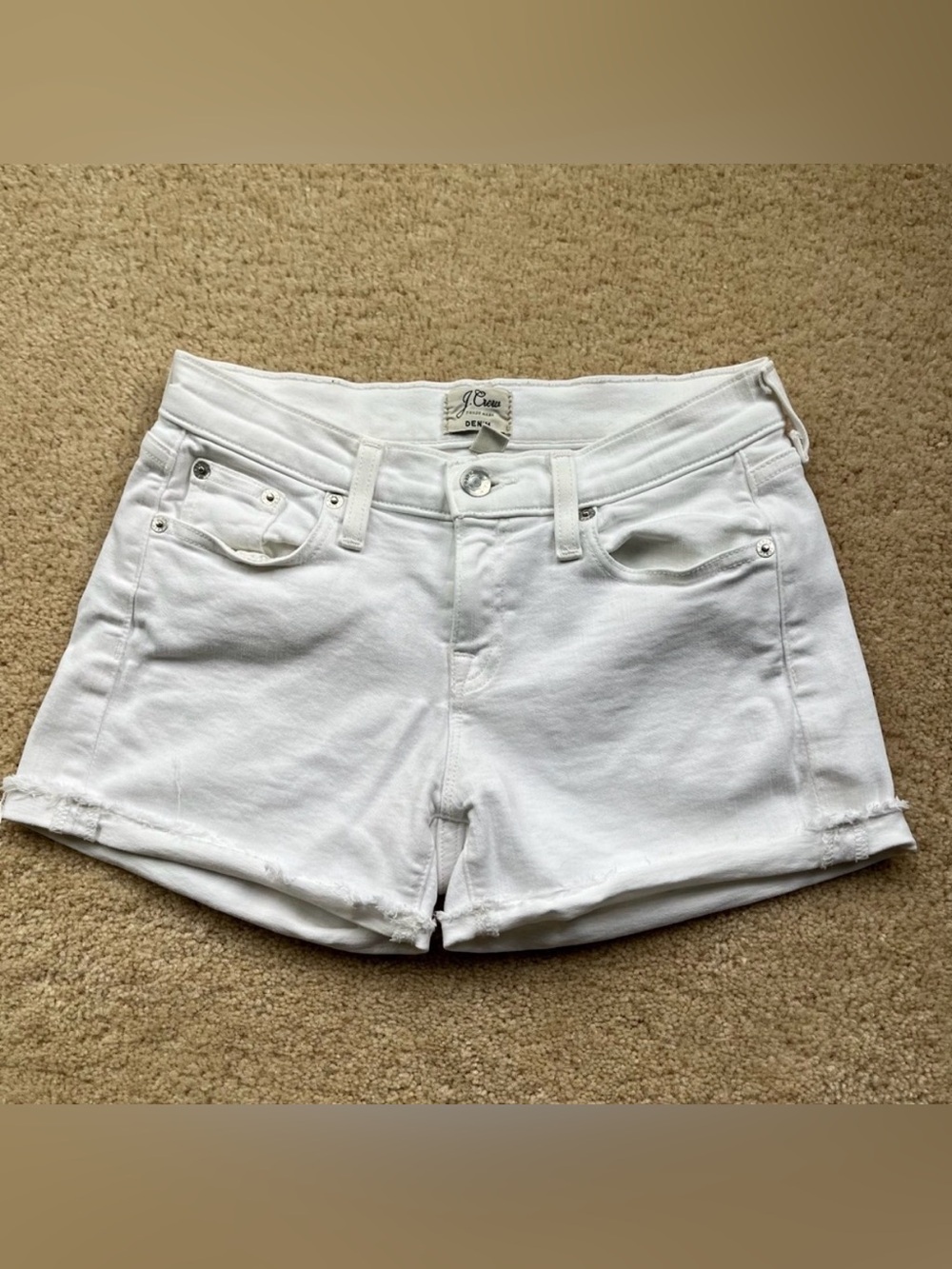 J. Crew Women’s White Denim Cuffed Shorts - Size 23 - EUC - Stretch